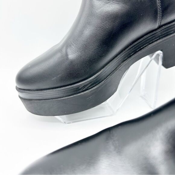 GUESS Women's Keanna Knit Detail Pull-On Lug Sole Faux Leather Chelsea Boots 8.5 - Picture 5 of 16